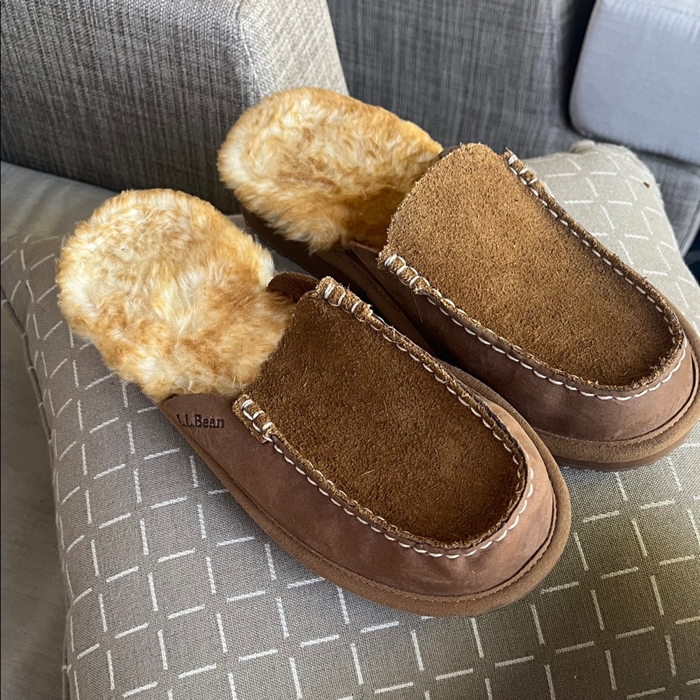 L.L. Bean Tan Shearling Slippers